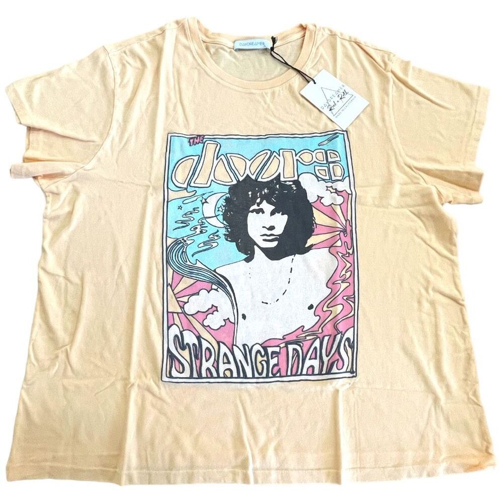 New! Daydreamer Women's The Doors Strange Tour Graphic Tee Melon Yellow Size 2X